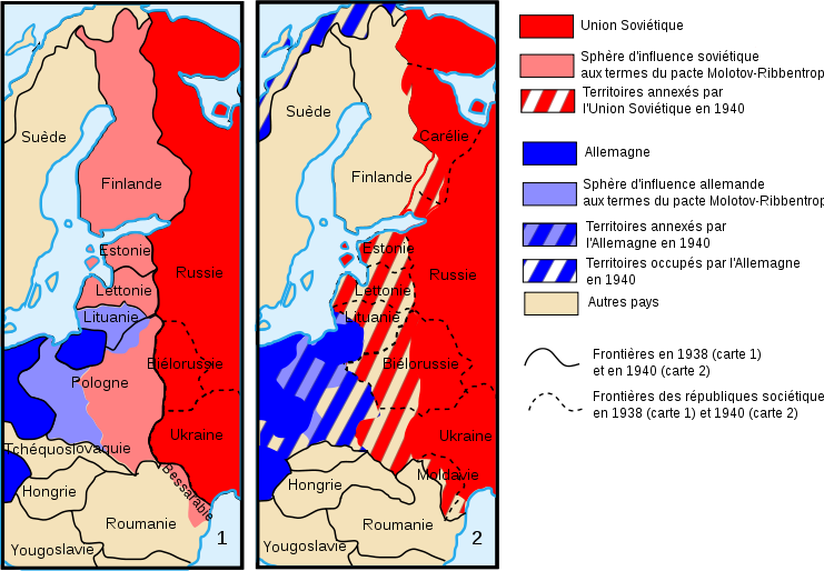 Découpage territorial selon le Pacte Ribbentrop-Molotov